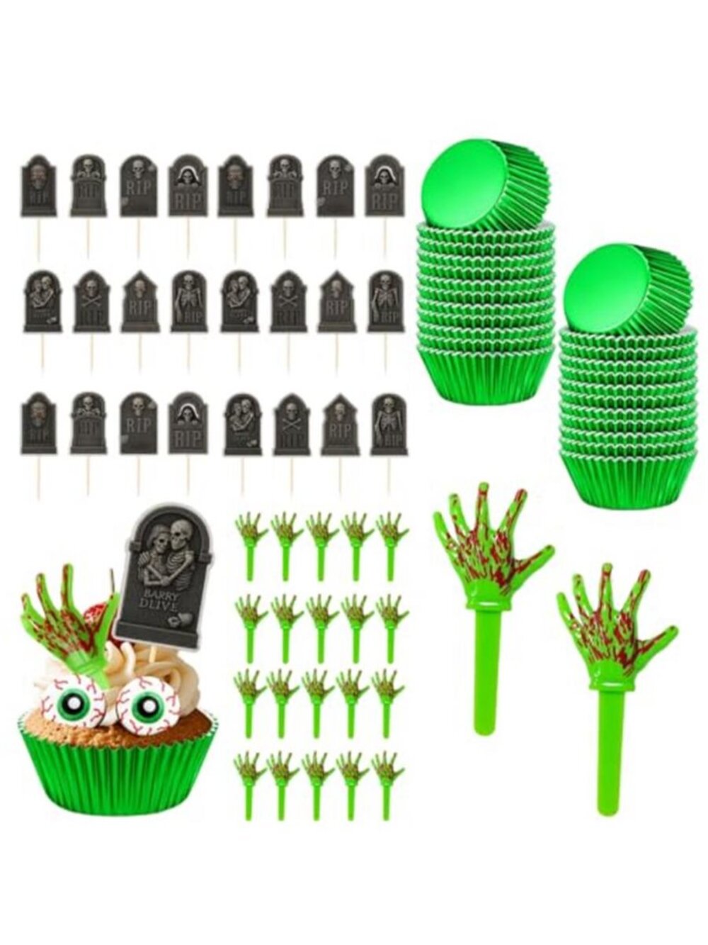22 sets Zombie Hands for Cupcakes, Halloween Cupcake Toppers and Decorations